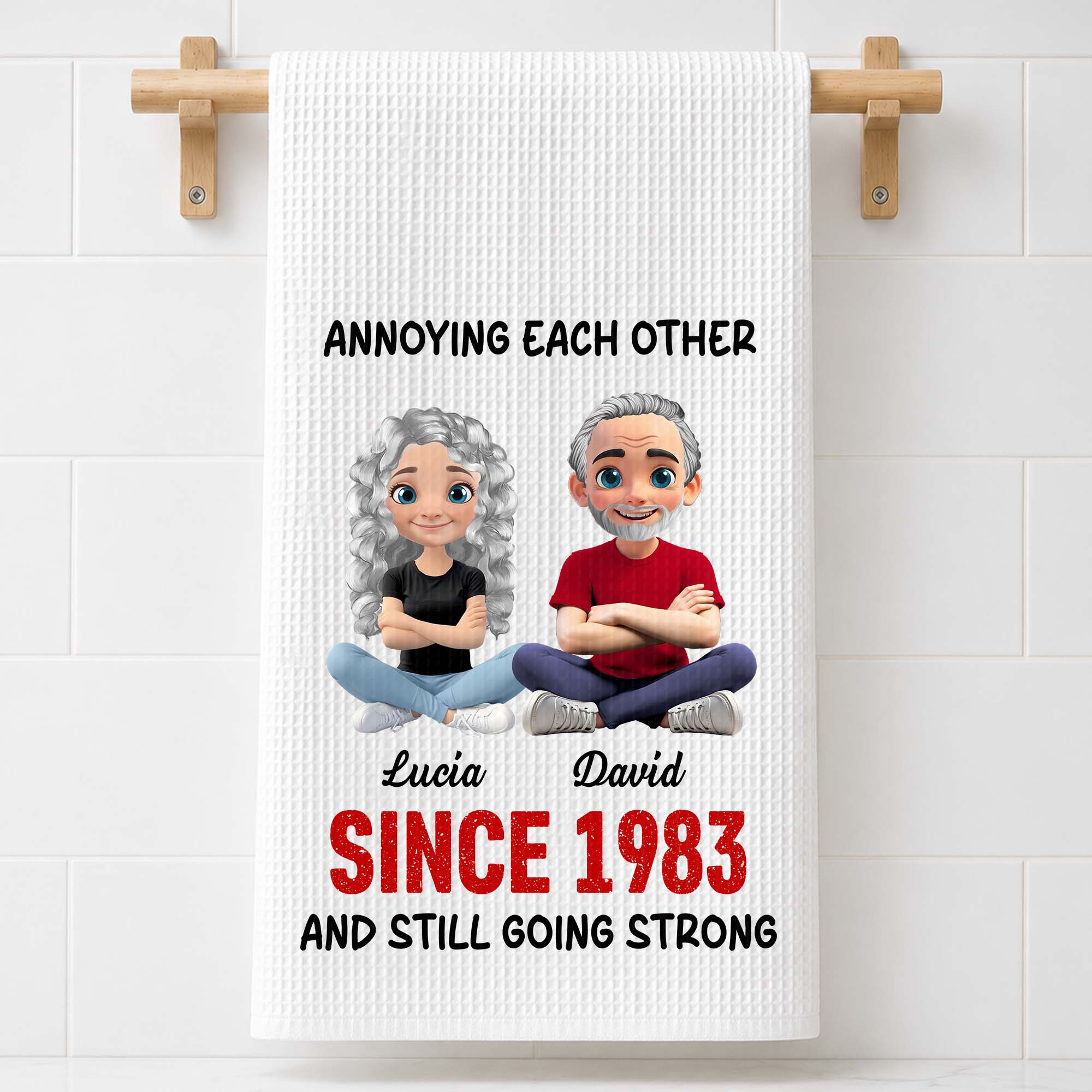 Personalized Couple Kitchen Towel Unique Art Gift for Him & Her