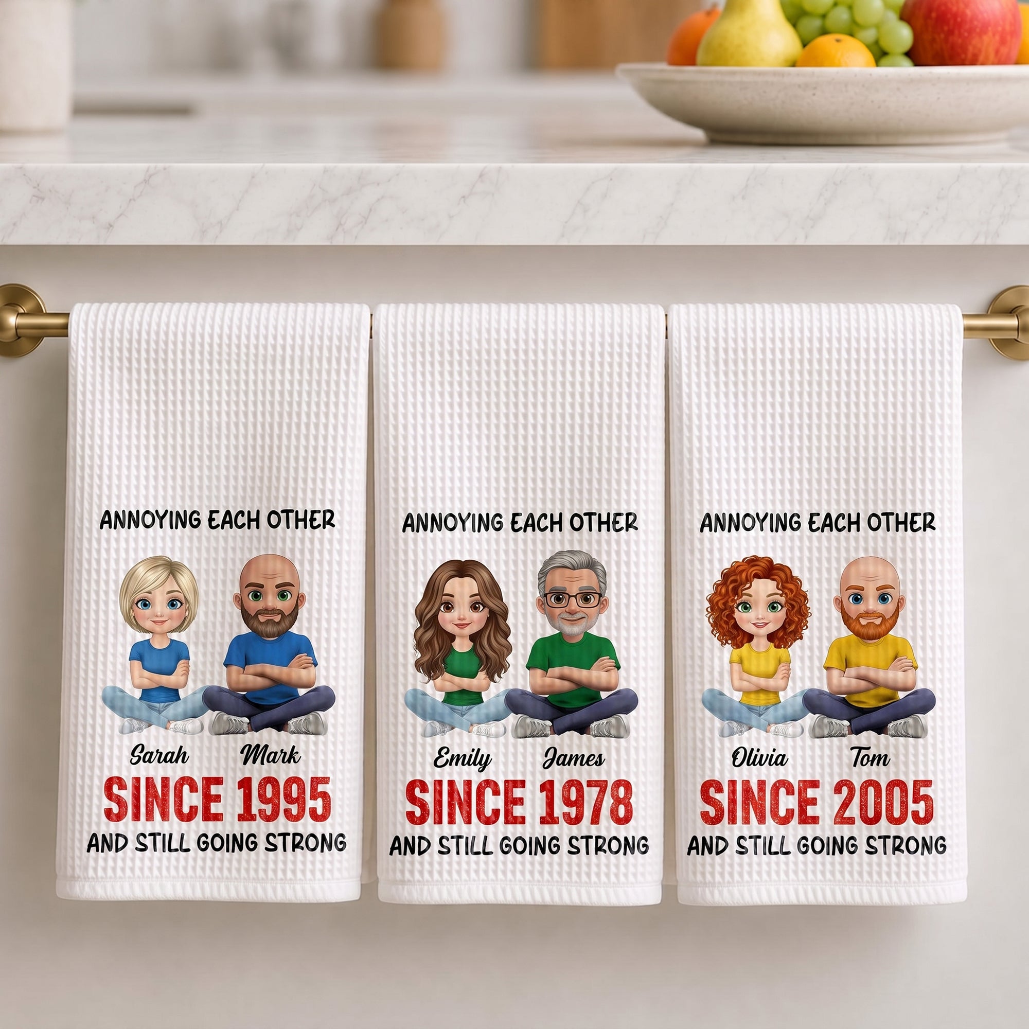 Personalized Couple Kitchen Towel Unique Art Gift for Him & Her