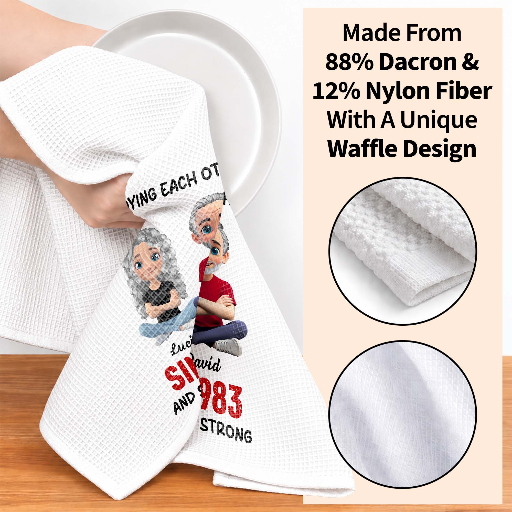 Personalized Couple Kitchen Towel Unique Art Gift for Him & Her