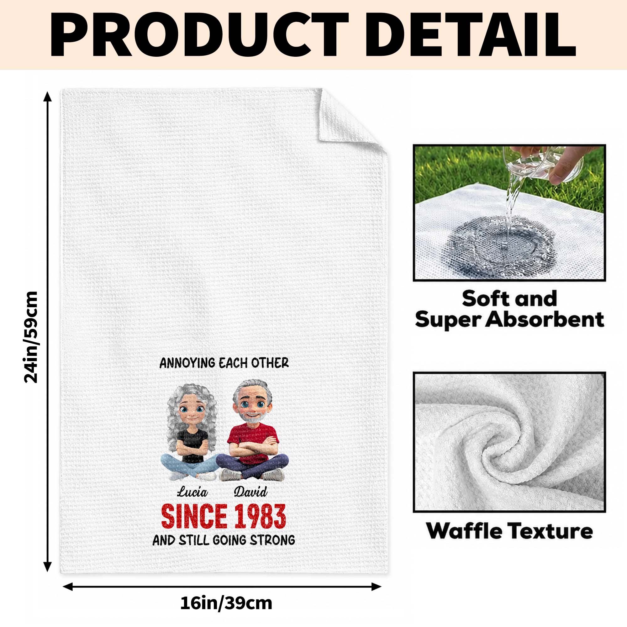 Personalized Couple Kitchen Towel Unique Art Gift for Him & Her