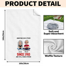 Load image into Gallery viewer, Personalized Couple Kitchen Towel Unique Art Gift for Him &amp; Her
