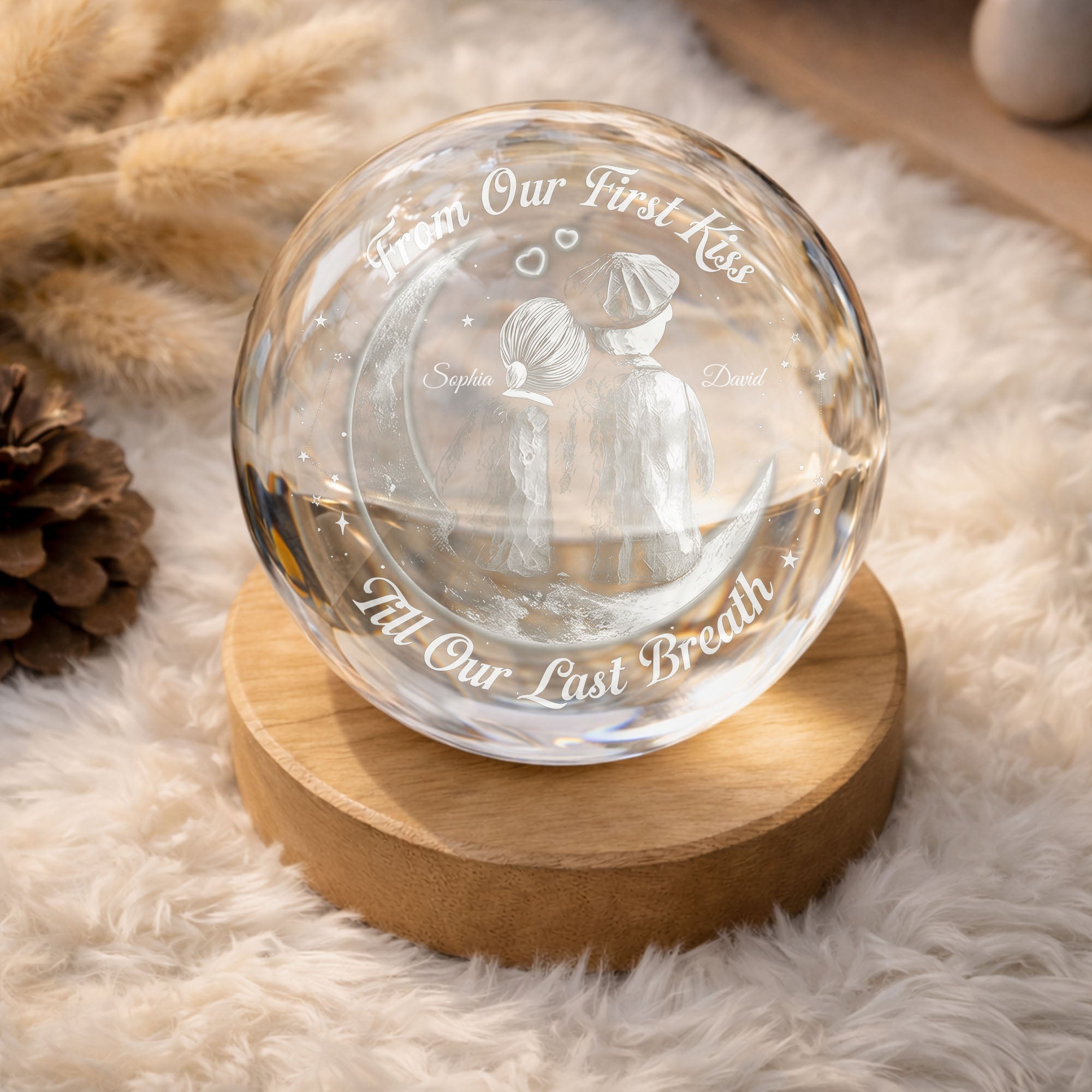 Personalized Crystal Globe Lamp Custom Couple Gift for Anniversary