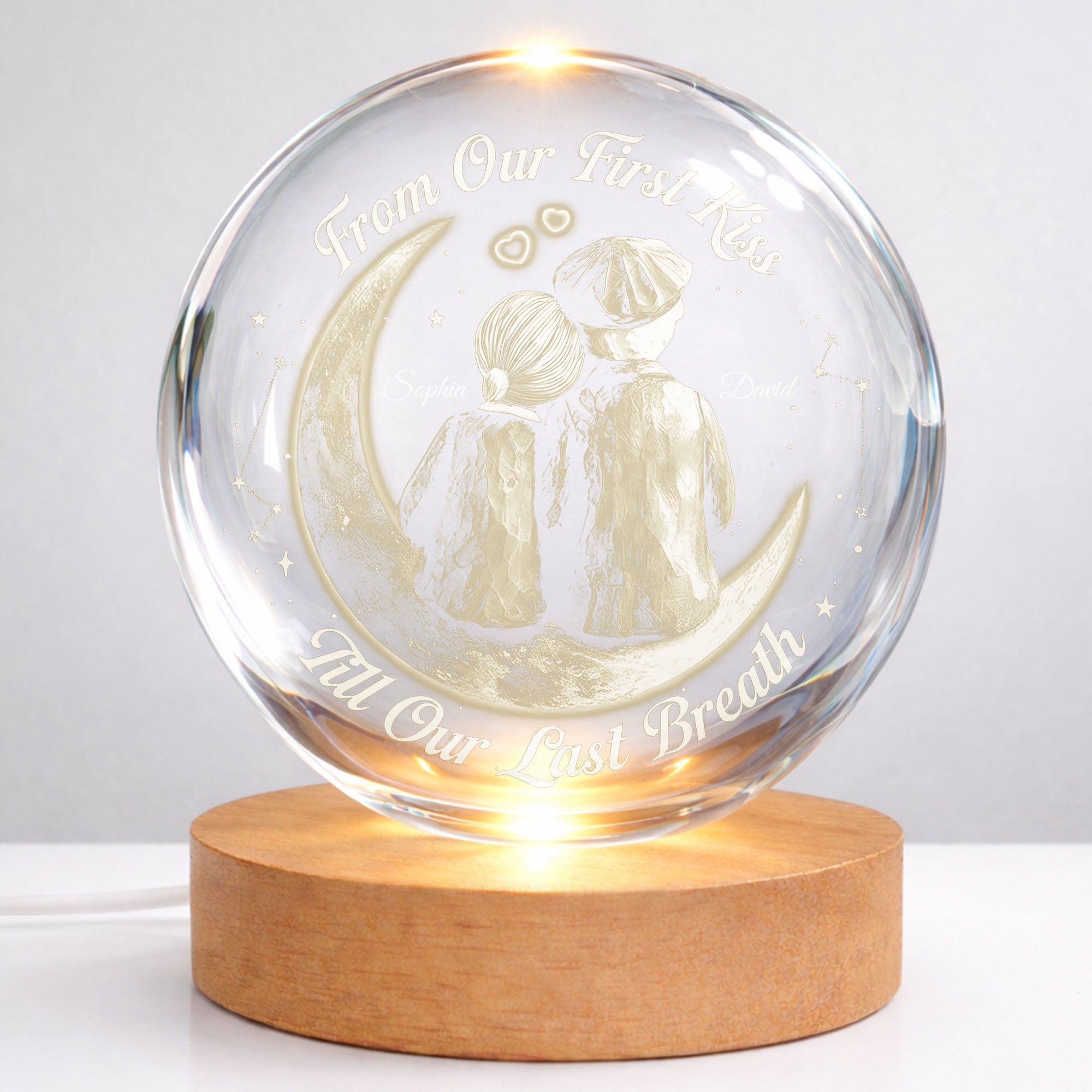 Personalized Crystal Globe Lamp Custom Couple Gift for Anniversary