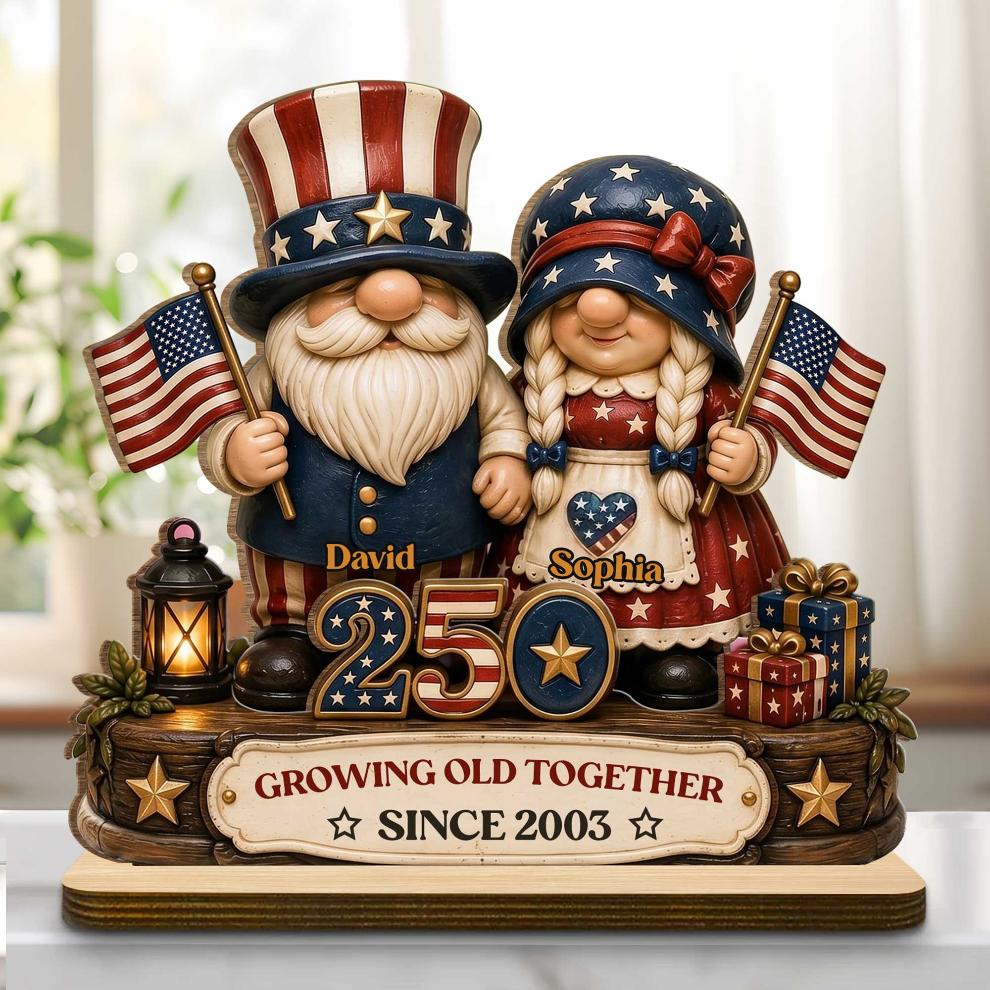 Personalized 2-Layer Wooden Plaque Custom Name Gift for Couples