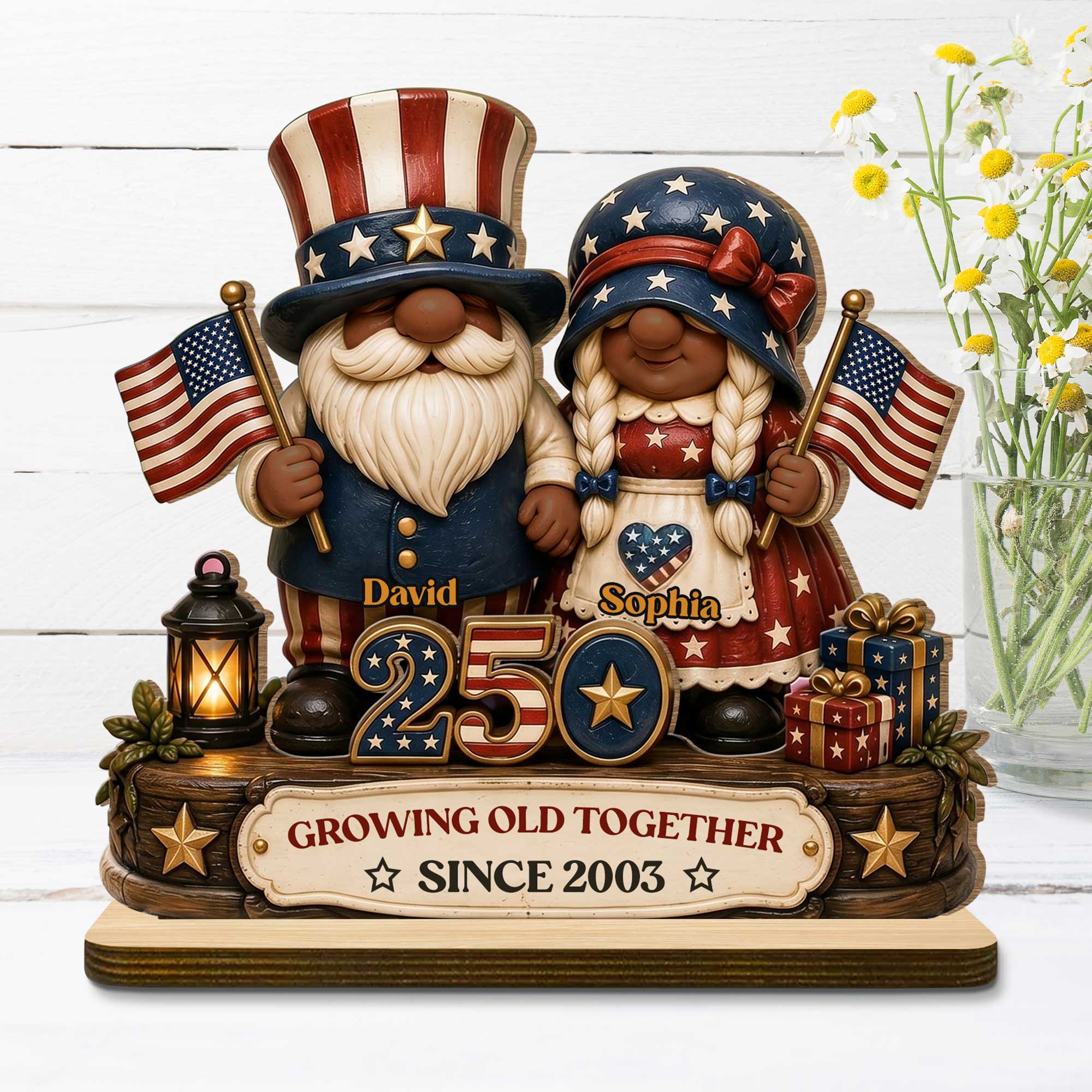 Personalized 2-Layer Wooden Plaque Custom Name Gift for Couples