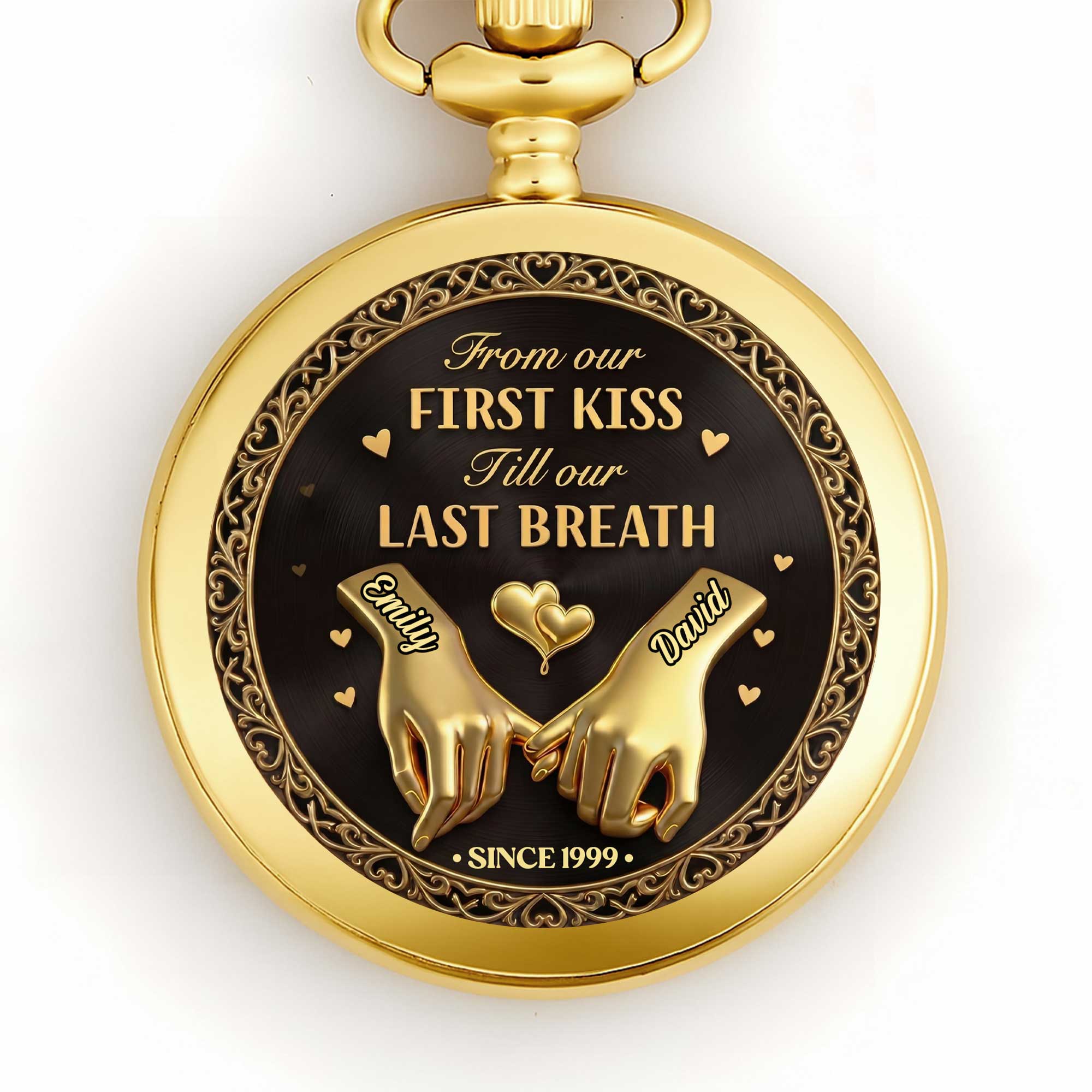 Personalized Gold Pocket Watch Custom Name Anniversary Gift