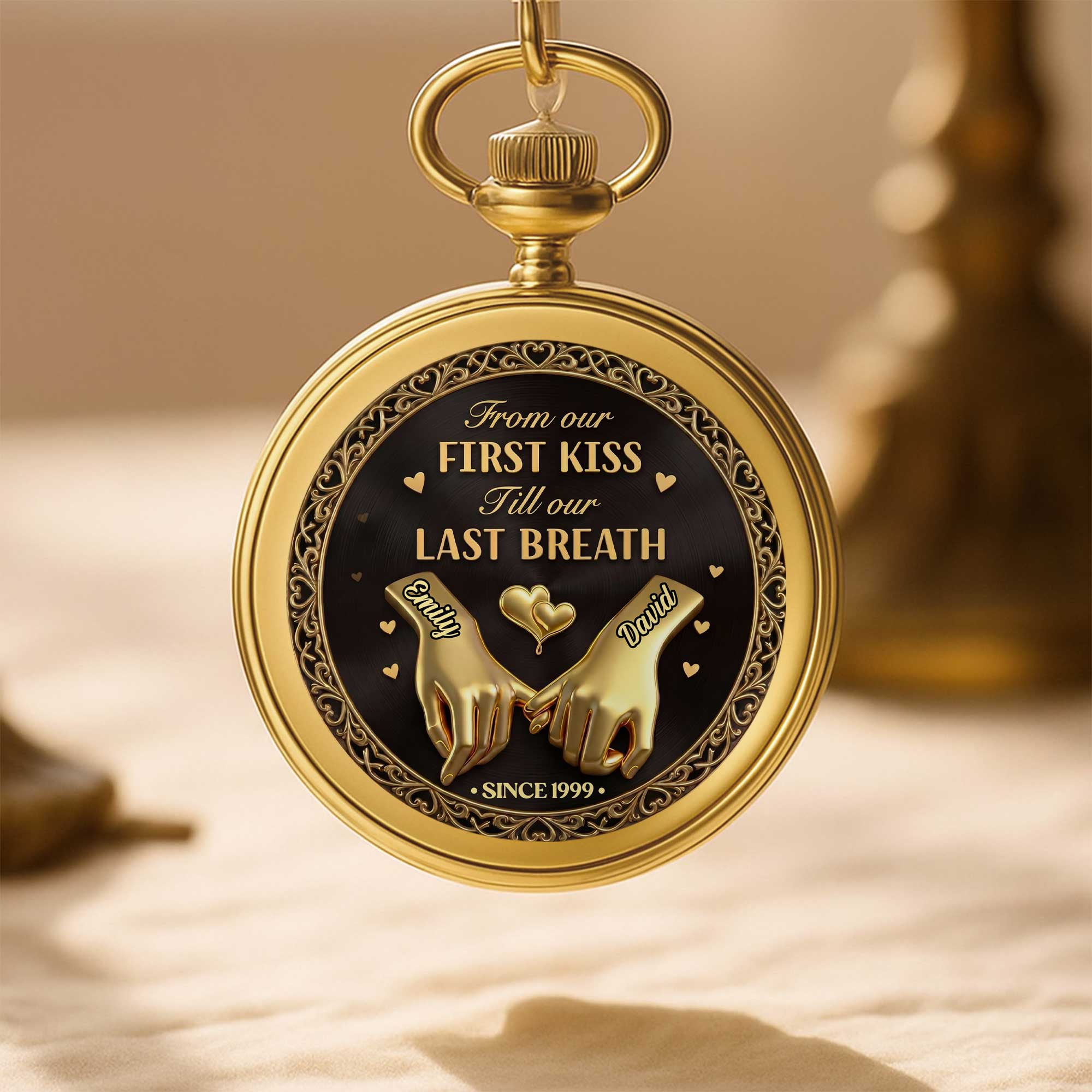 Personalized Gold Pocket Watch Custom Name Anniversary Gift