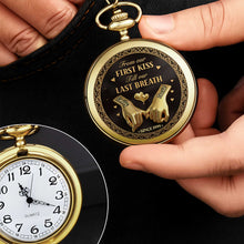 Load image into Gallery viewer, Personalized Gold Pocket Watch Custom Name Anniversary Gift
