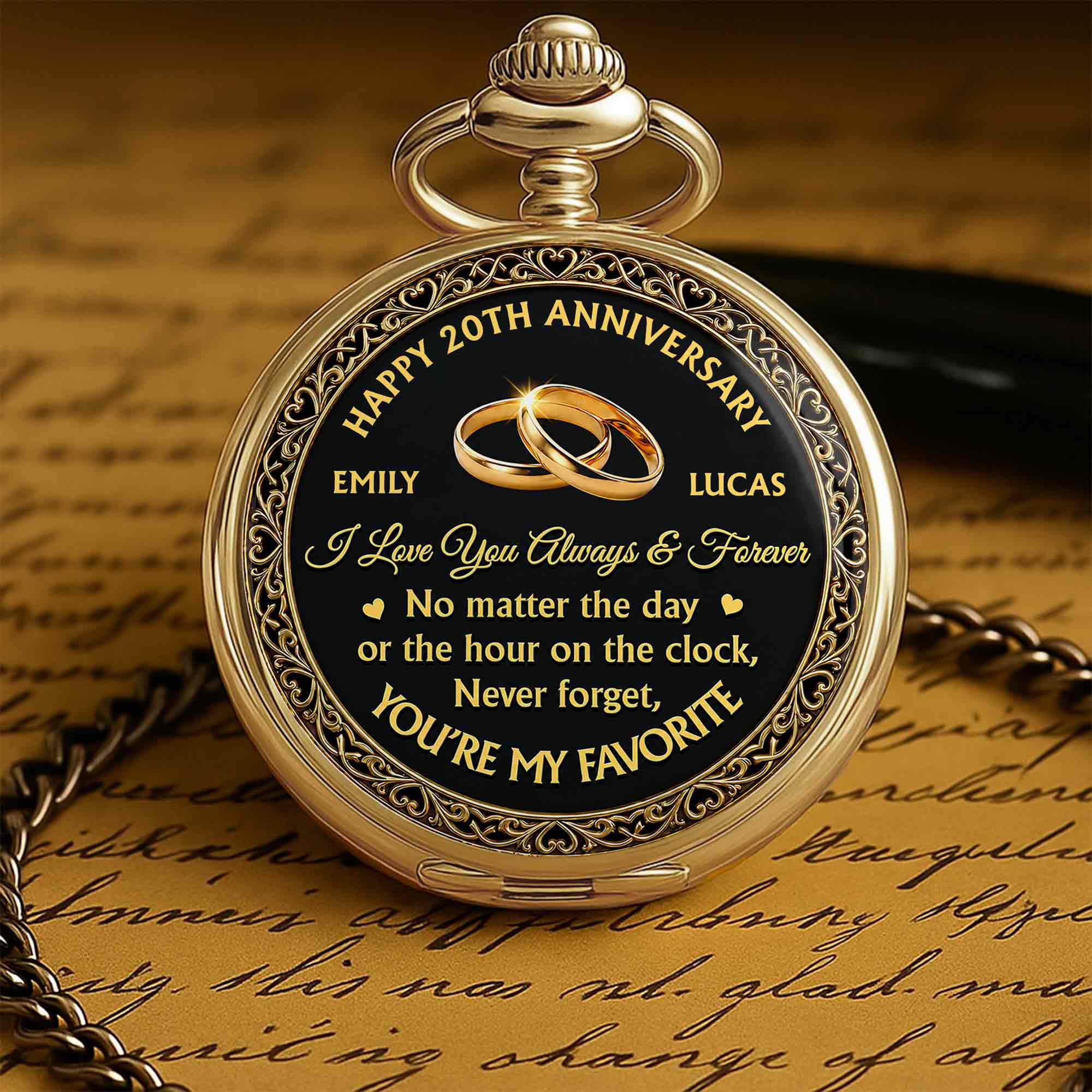 Personalized Custom Pocket Watch Engraved Love Gift for Couple