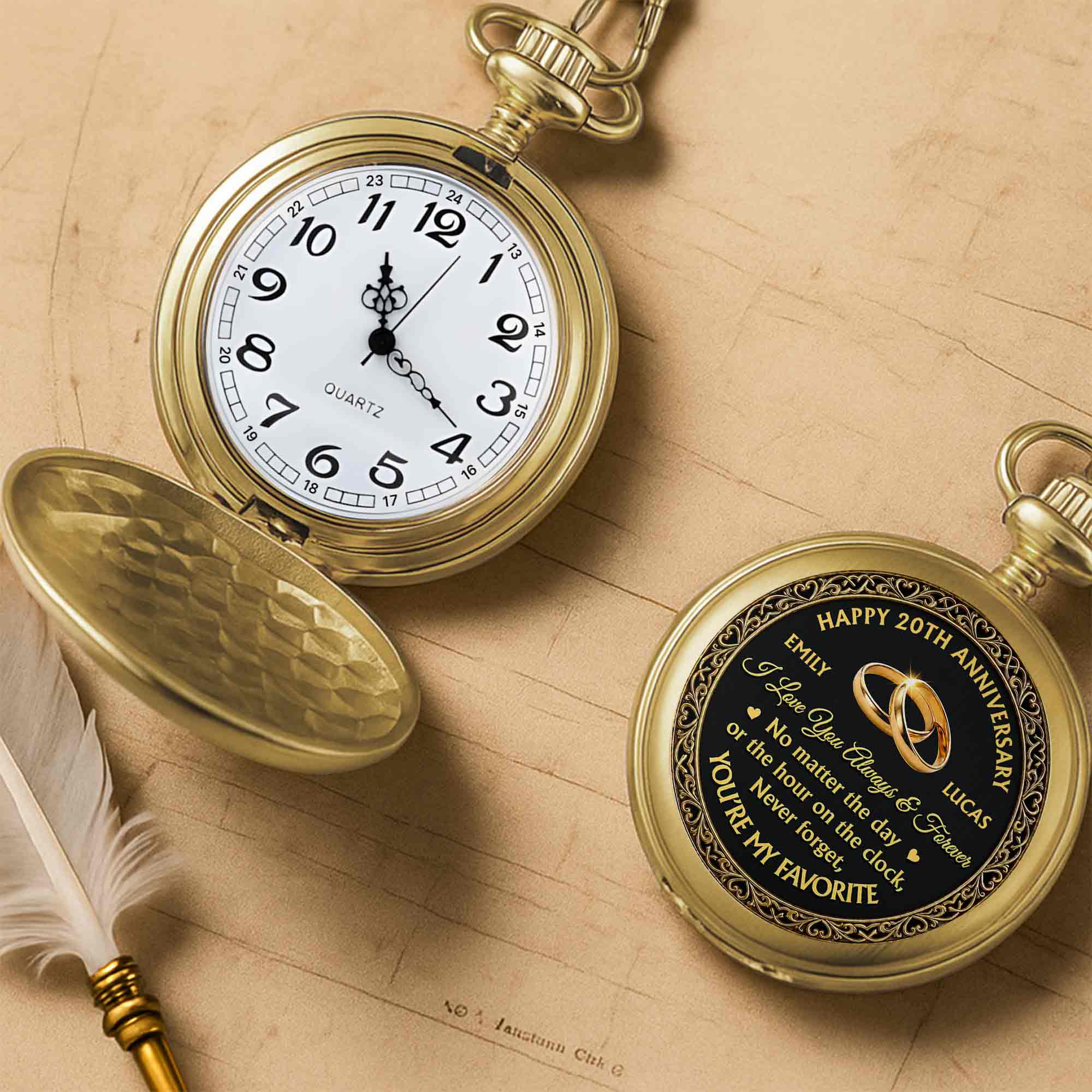 Personalized Custom Pocket Watch Engraved Love Gift for Couple