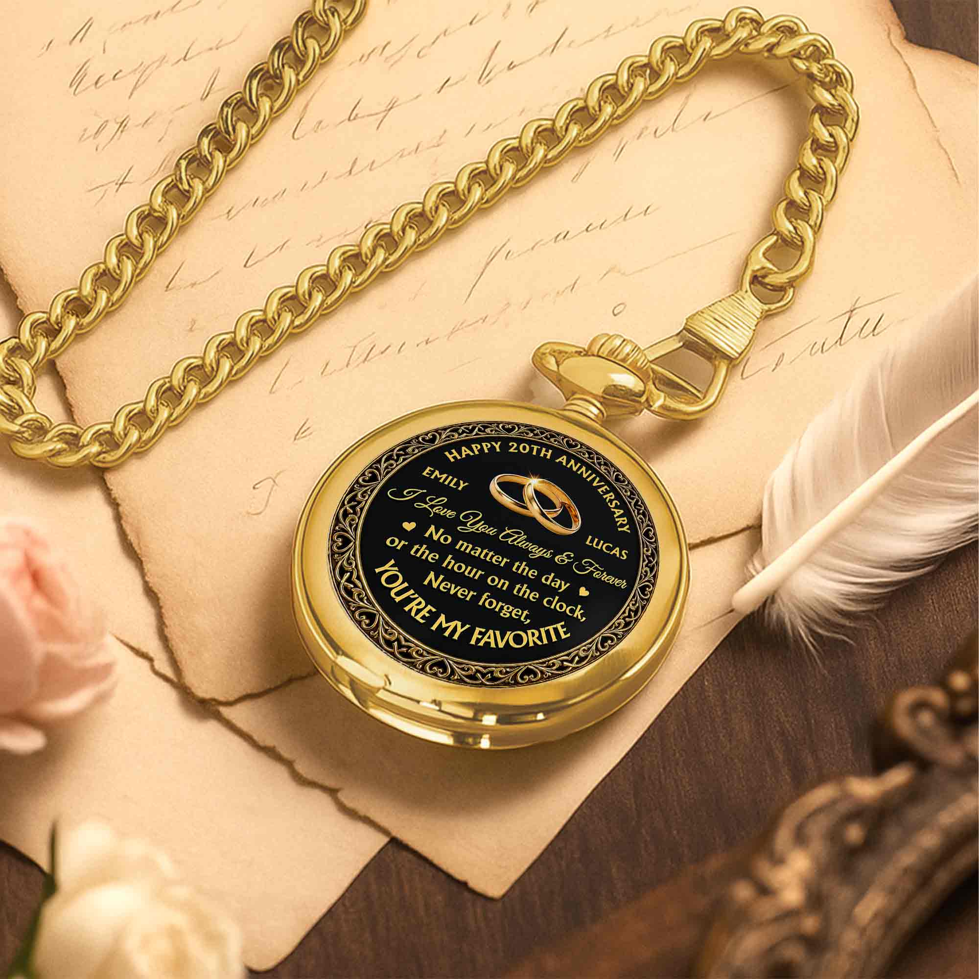 Personalized Custom Pocket Watch Engraved Love Gift for Couple