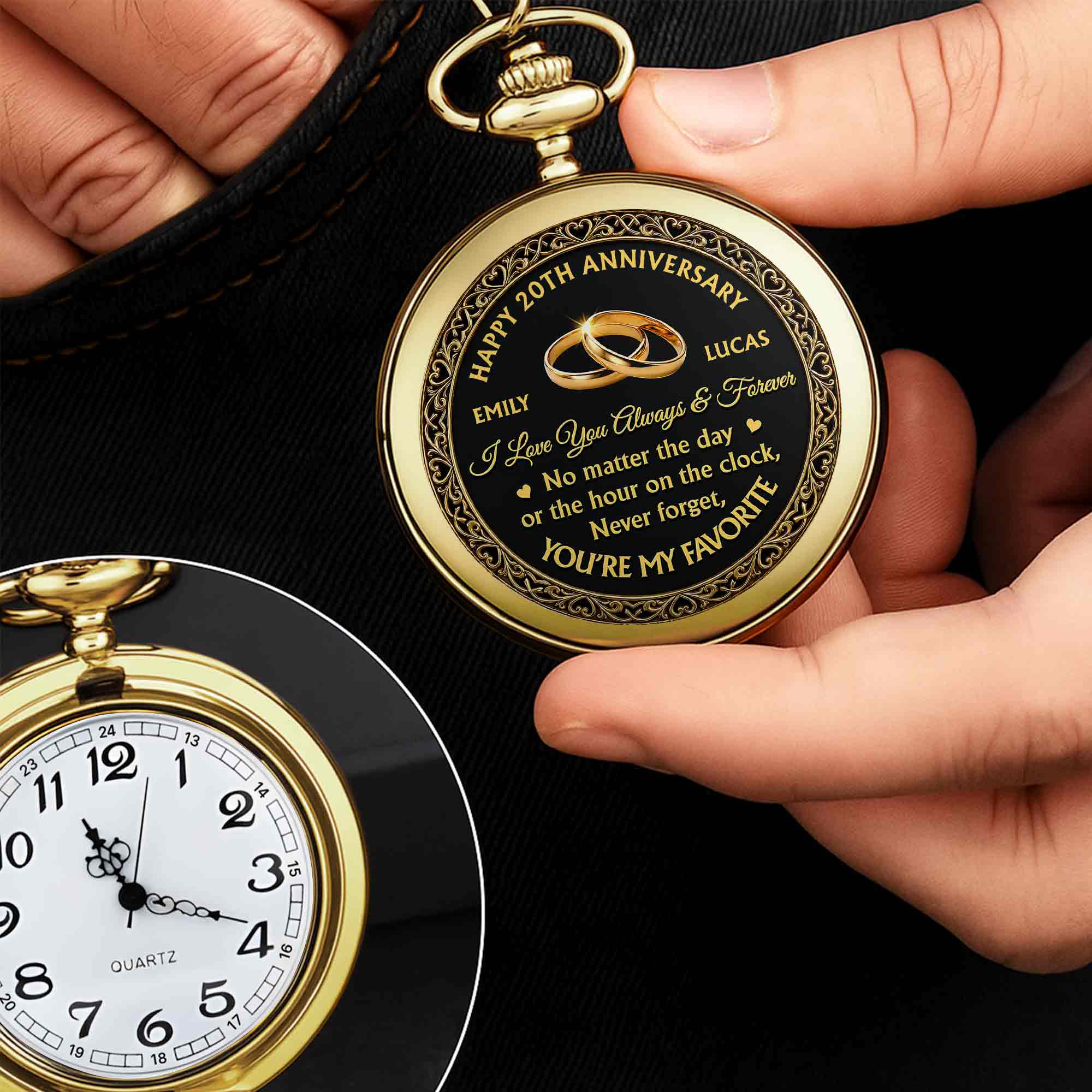 Personalized Custom Pocket Watch Engraved Love Gift for Couple