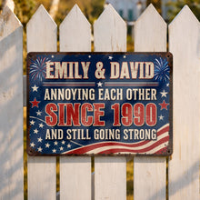 Load image into Gallery viewer, Personalized Patriotic Metal Sign Custom Name Gift for Couple
