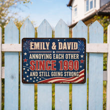 Load image into Gallery viewer, Personalized Patriotic Metal Sign Custom Name Gift for Couple
