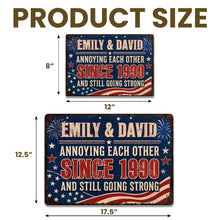 Load image into Gallery viewer, Personalized Patriotic Metal Sign Custom Name Gift for Couple
