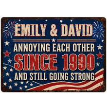 Load image into Gallery viewer, Personalized Patriotic Metal Sign Custom Name Gift for Couple
