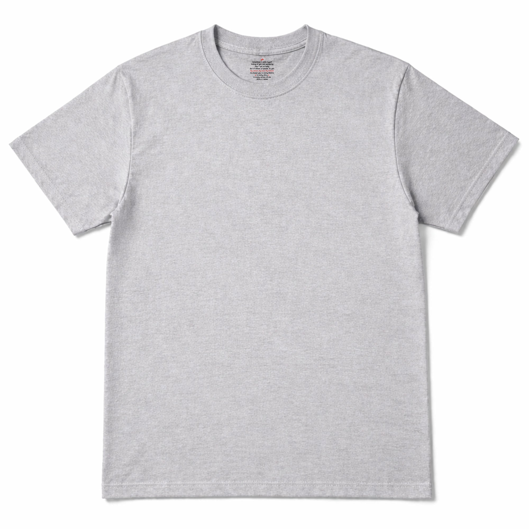 Personalized Romantic Couple T-Shirt with Inside Neck Print Gift