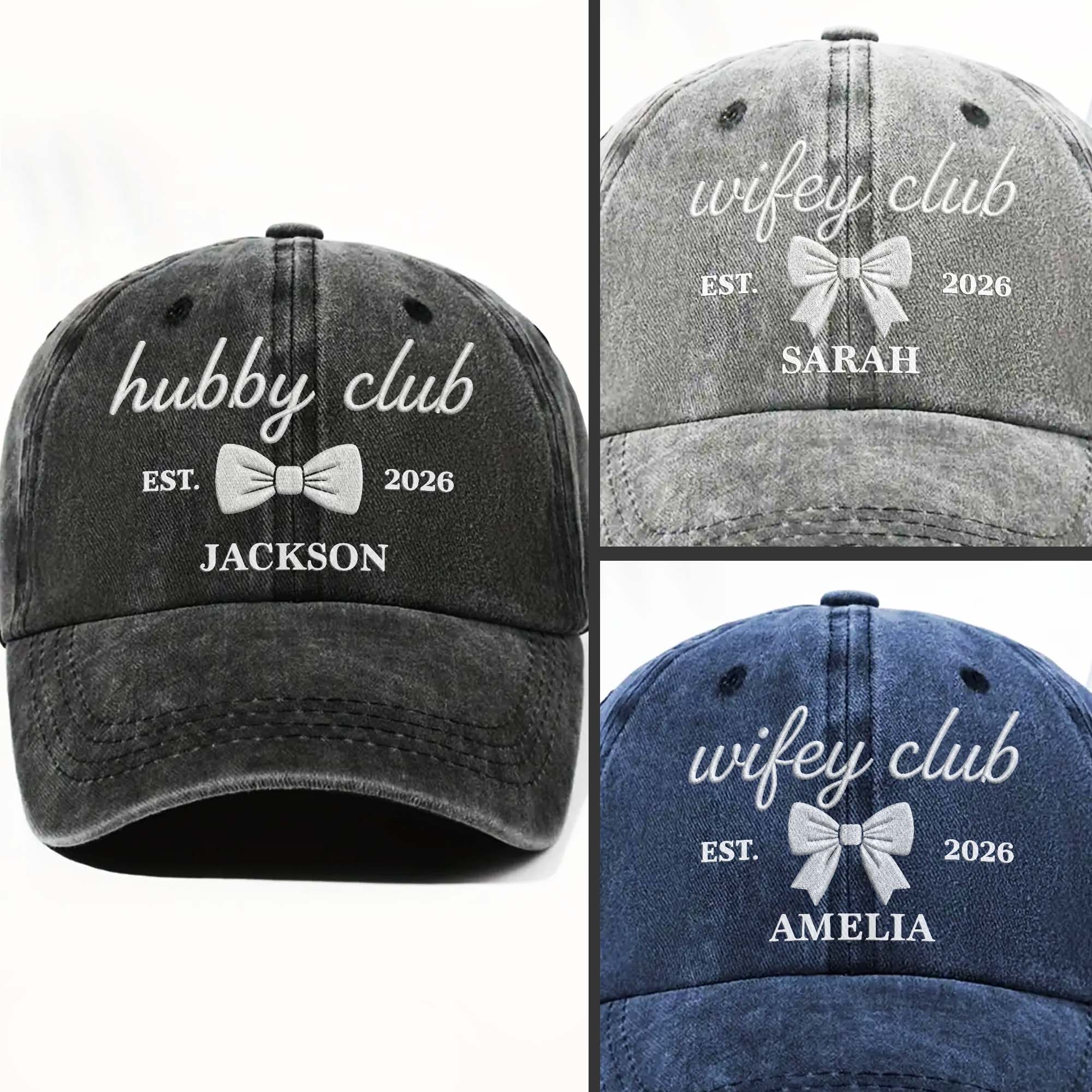 Personalized Washed Denim Cap Custom Name Gift for Wifey