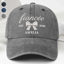 Load image into Gallery viewer, Personalized Washed Denim Cap with Custom Name for Fiancée
