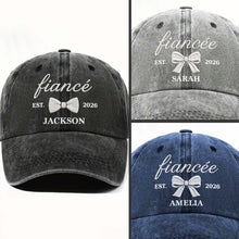 Load image into Gallery viewer, Personalized Washed Denim Cap with Custom Name for Fiancée
