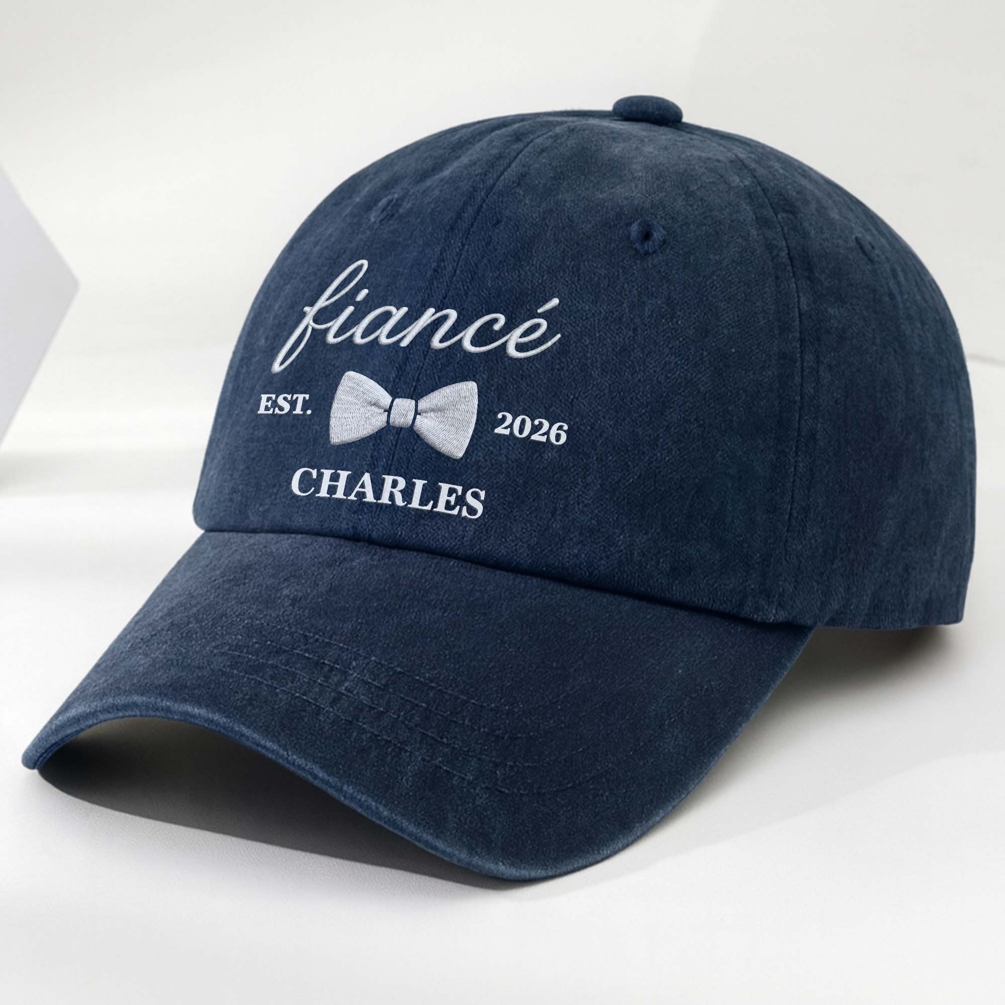 Personalized Washed Denim Cap with Custom Name for Fiancée