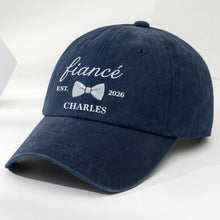Load image into Gallery viewer, Personalized Washed Denim Cap with Custom Name for Fiancée
