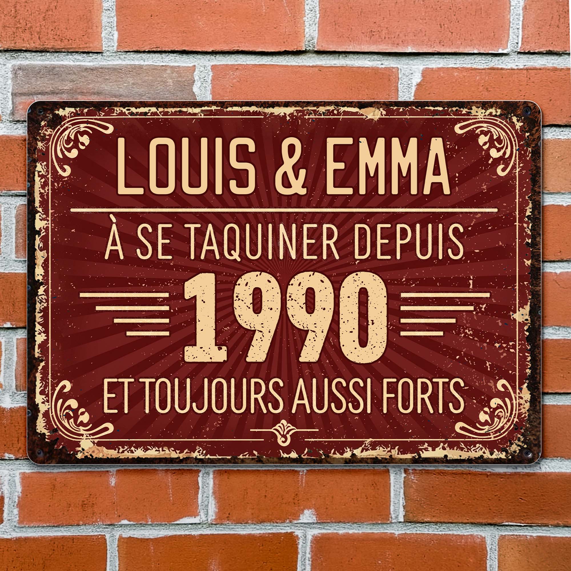 Personalized Vintage Metal Sign Custom Name Gift for Couples