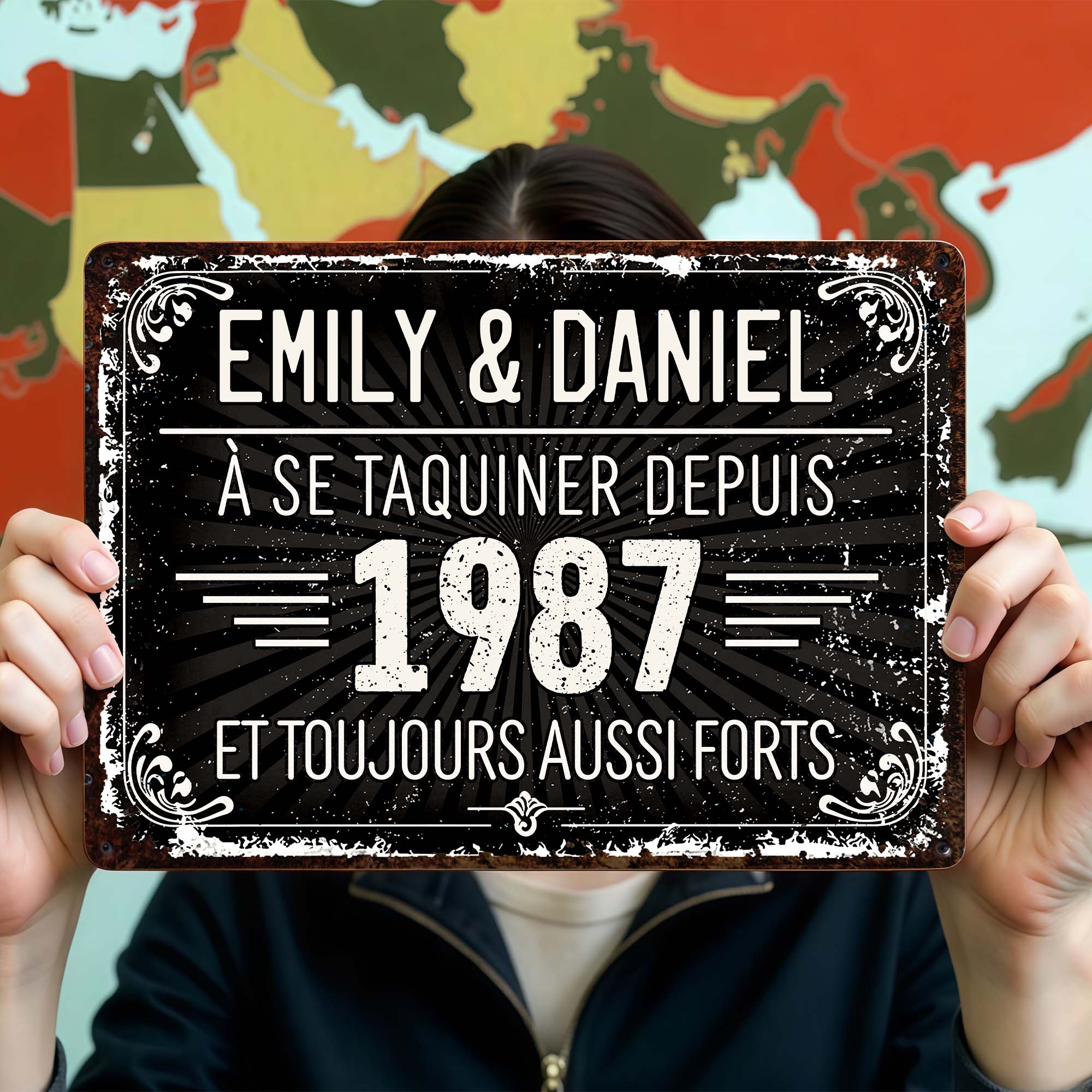 Personalized Vintage Metal Sign Custom Name Gift for Couples