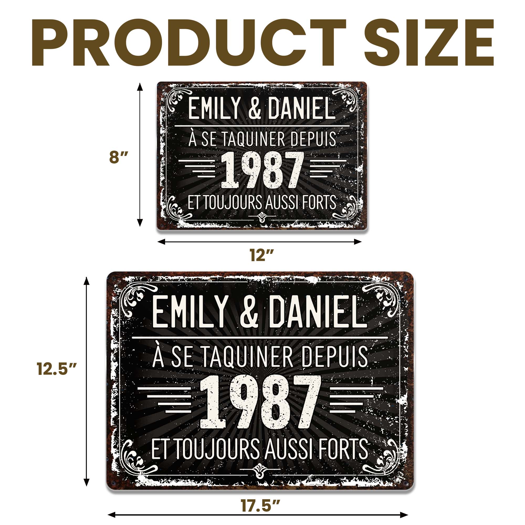 Personalized Vintage Metal Sign Custom Name Gift for Couples