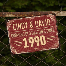Load image into Gallery viewer, Personalized Vintage Sunburst Floral Metal Sign Custom Name Gift for Couples
