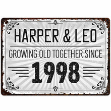 Load image into Gallery viewer, Personalized Vintage Sunburst Floral Metal Sign Custom Name Gift for Couples
