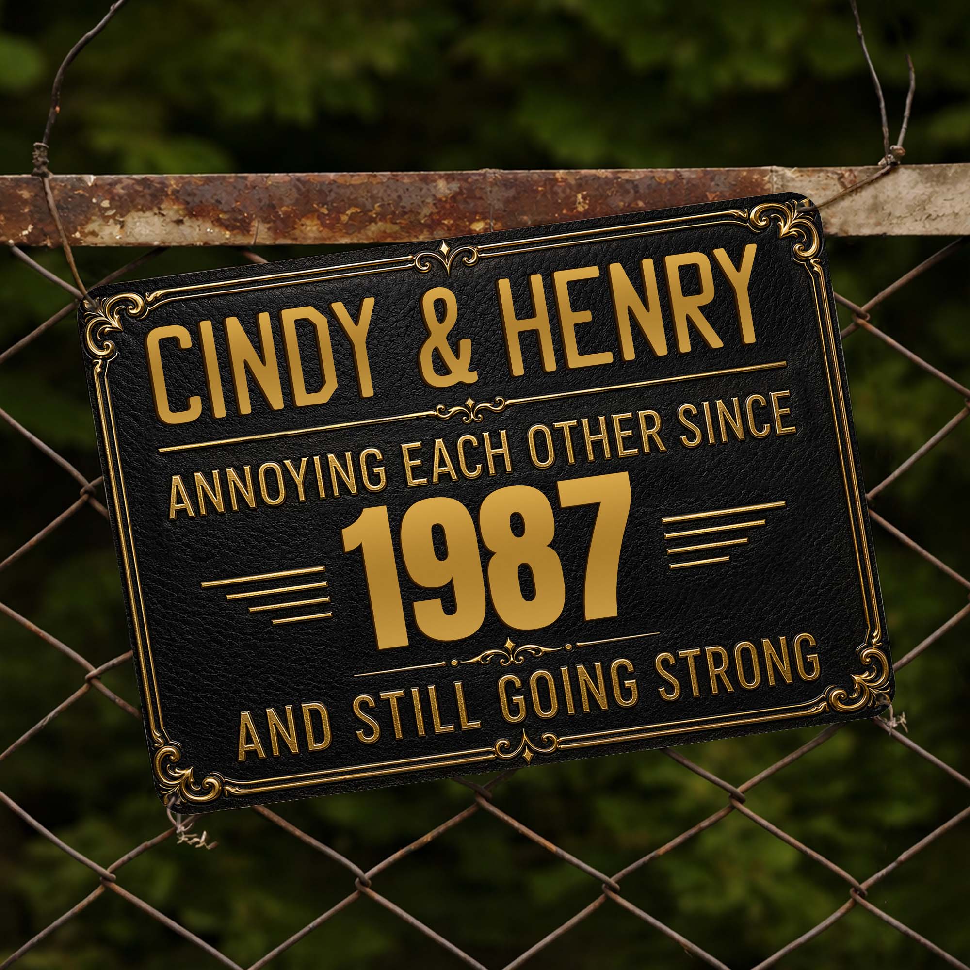 Personalized Metal Sign Custom Names Anniversary Gift for Couples