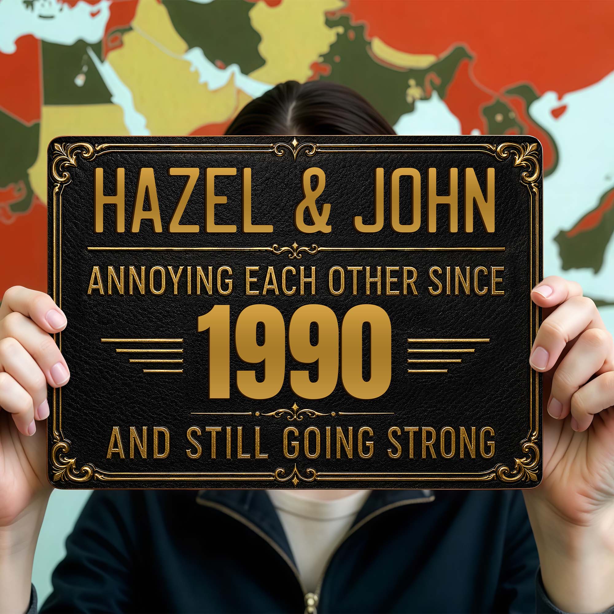 Personalized Metal Sign Custom Names Anniversary Gift for Couples