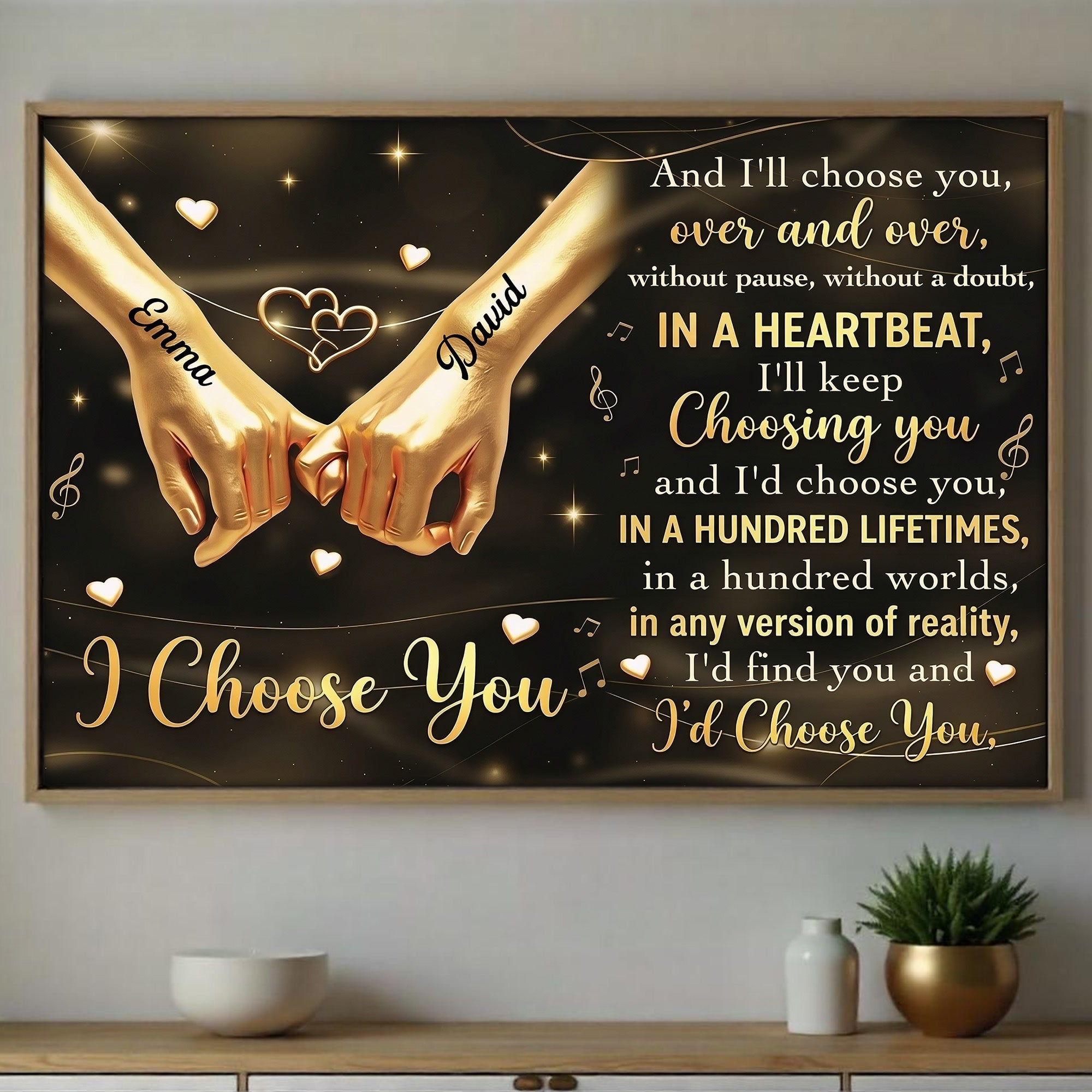 Personalized Horizontal Poster Custom Couple Gift Holding Hands