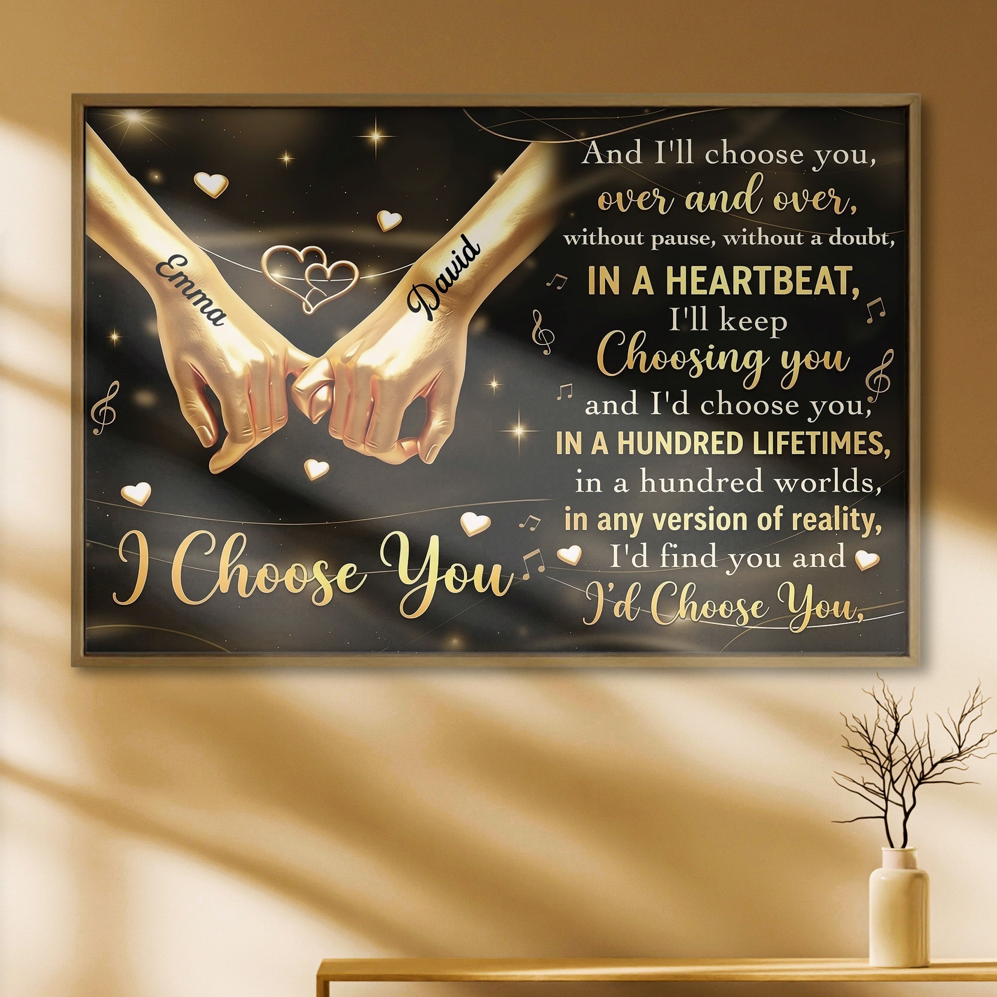 Personalized Horizontal Poster Custom Couple Gift Holding Hands