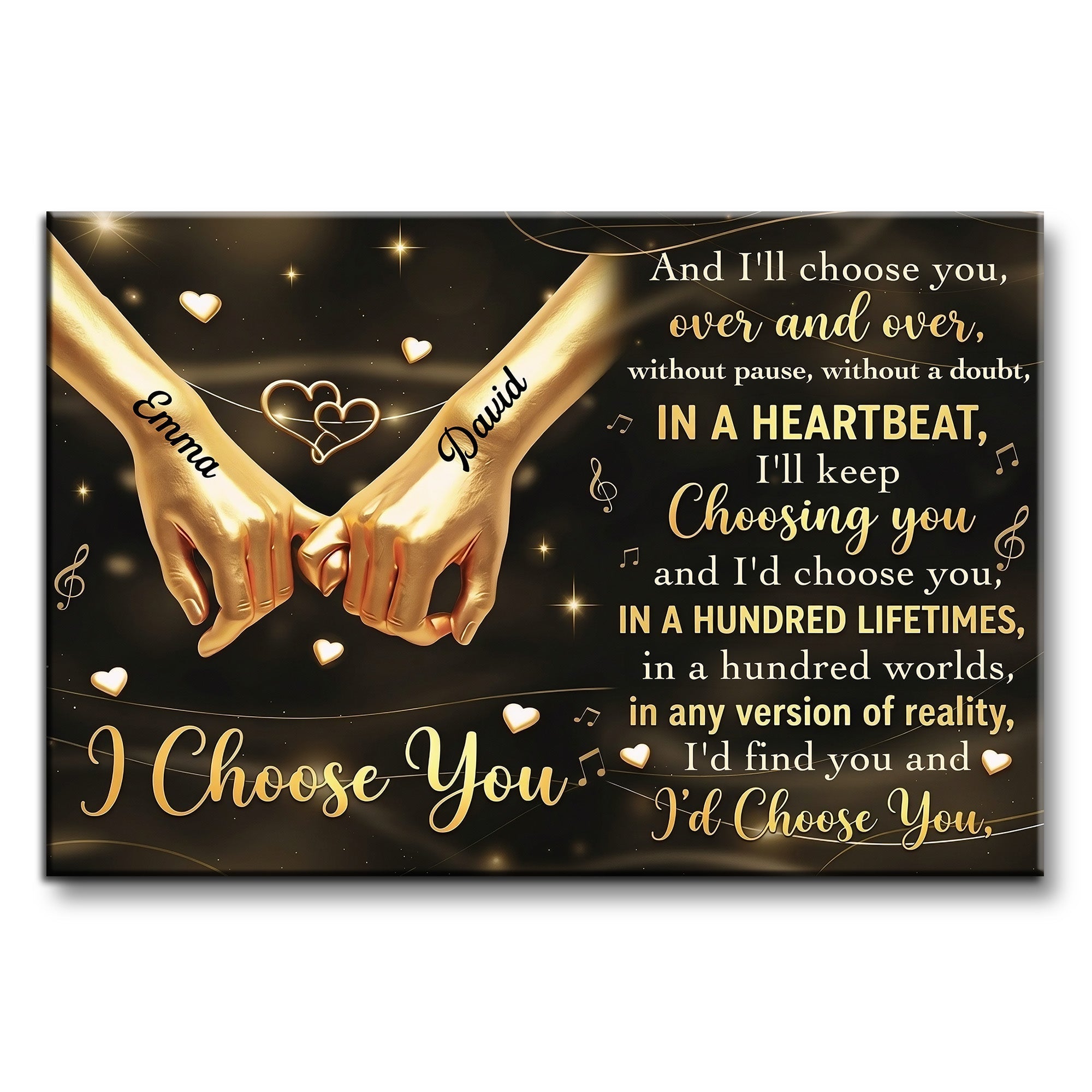 Personalized Horizontal Poster Custom Couple Gift Holding Hands
