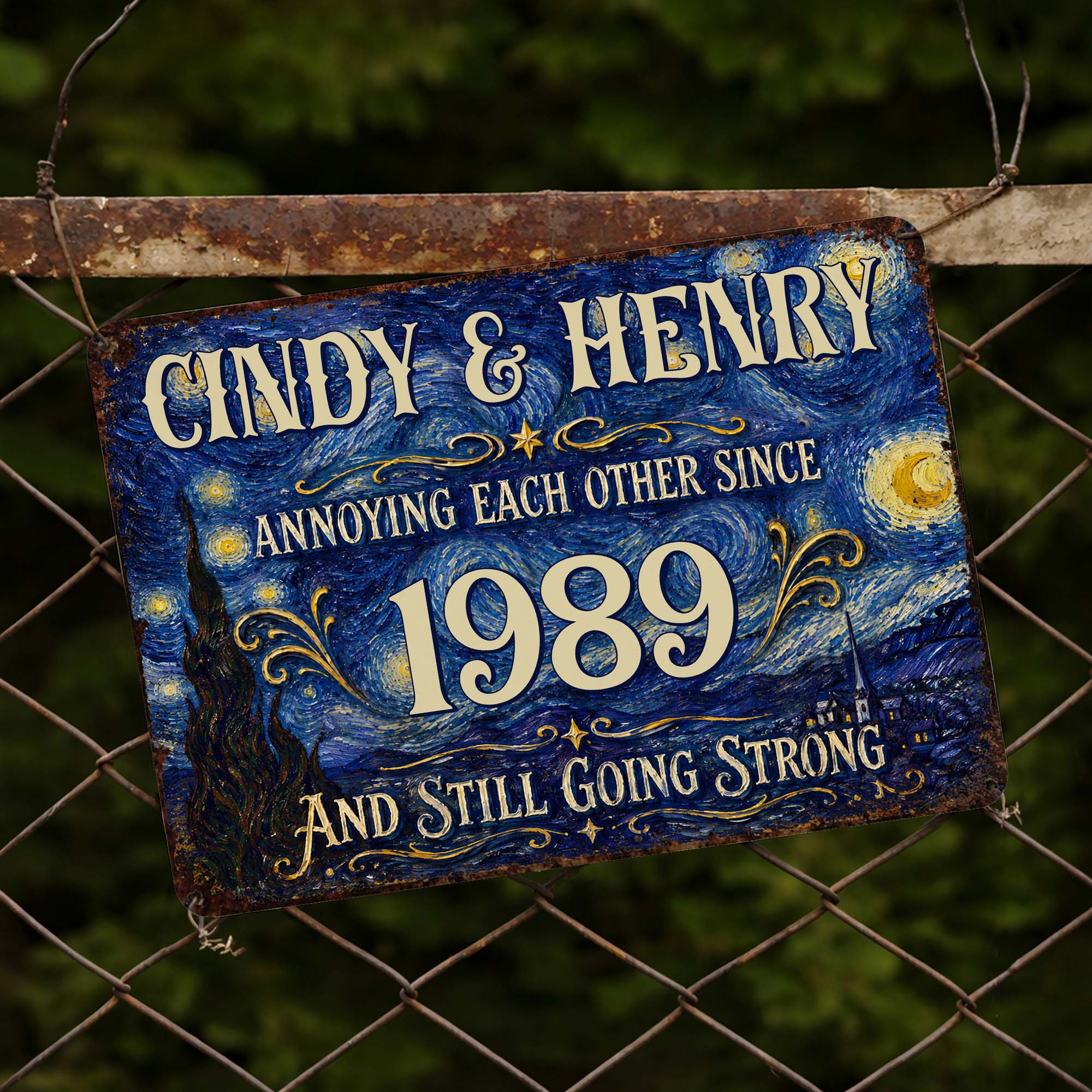 Personalized Metal Sign Custom Names Anniversary Gift for Couples