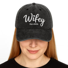 Load image into Gallery viewer, Personalized Washed Denim Cap Customized Heart Text Gift for Couples
