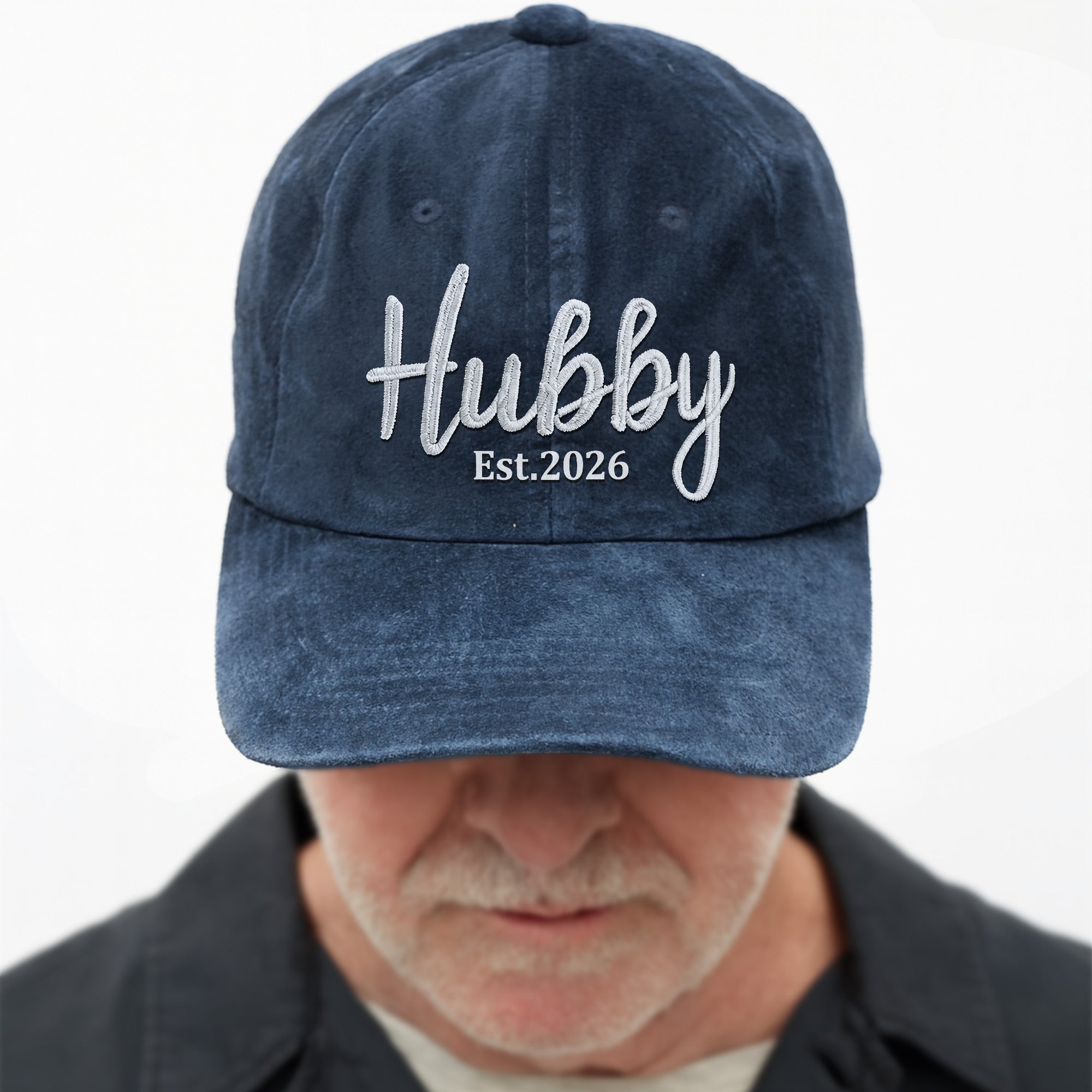 Personalized Washed Denim Cap Customized Heart Text Gift for Couples