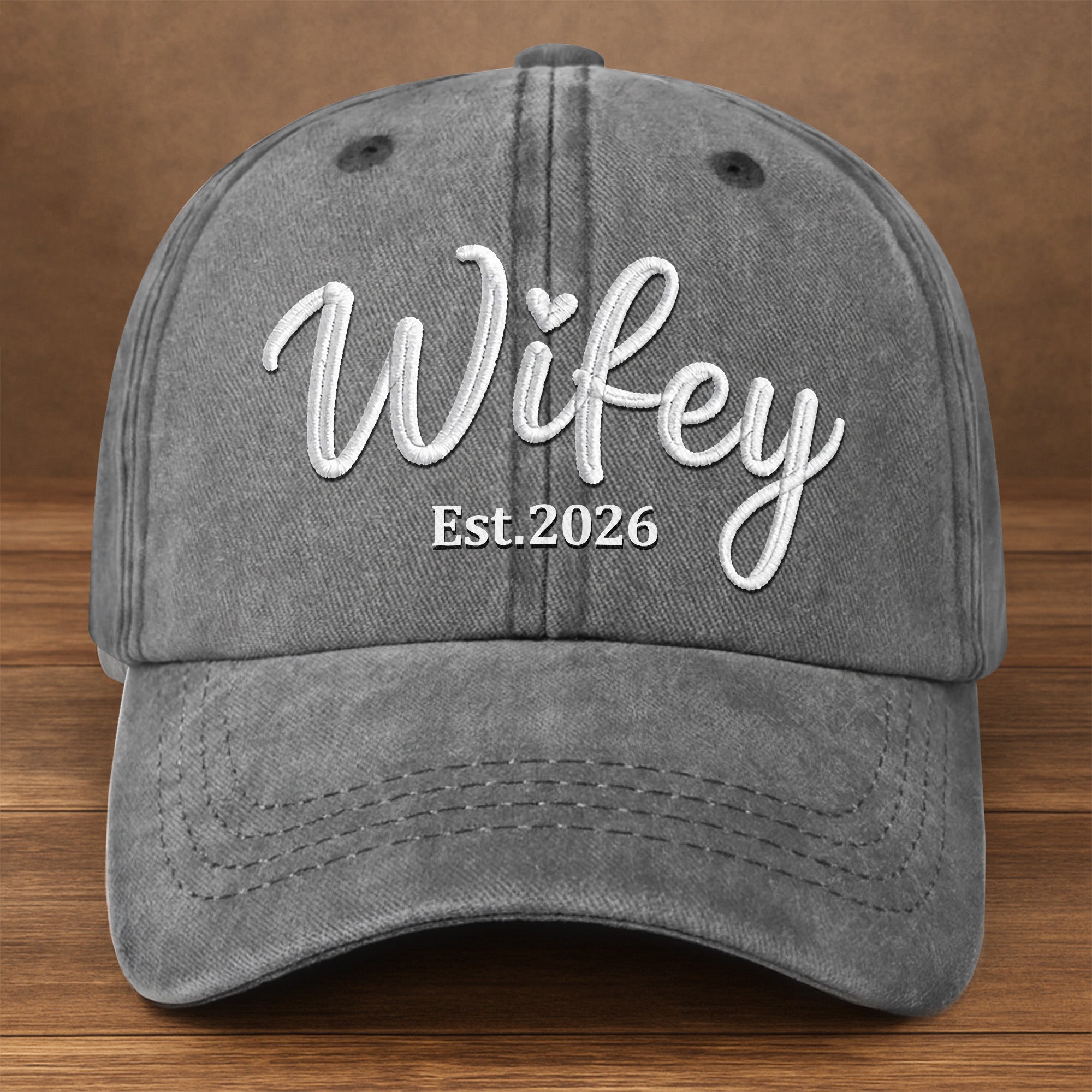 Personalized Washed Denim Cap Customized Heart Text Gift for Couples
