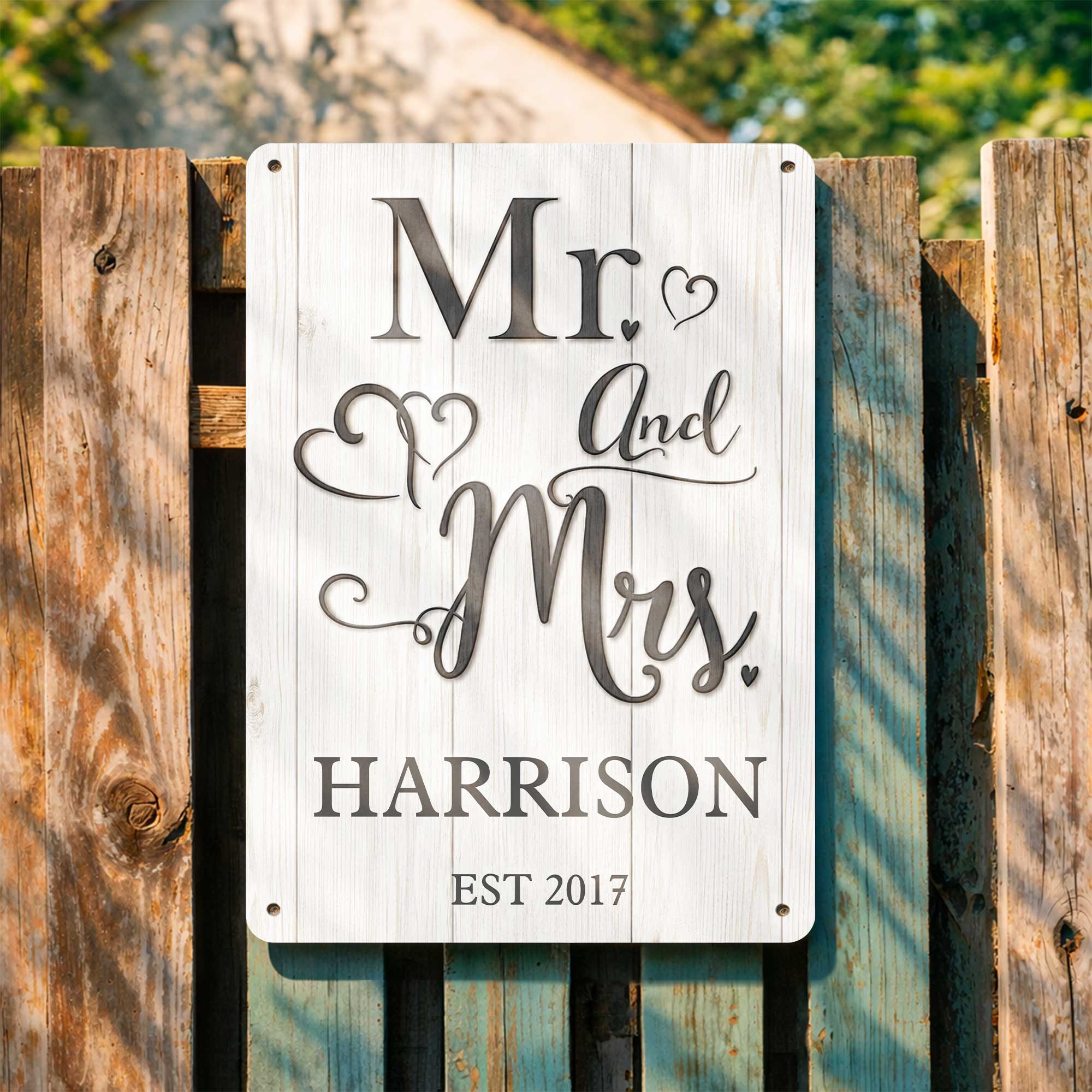 Personalized Metal Sign Custom Name Heart Design Gift for Couple