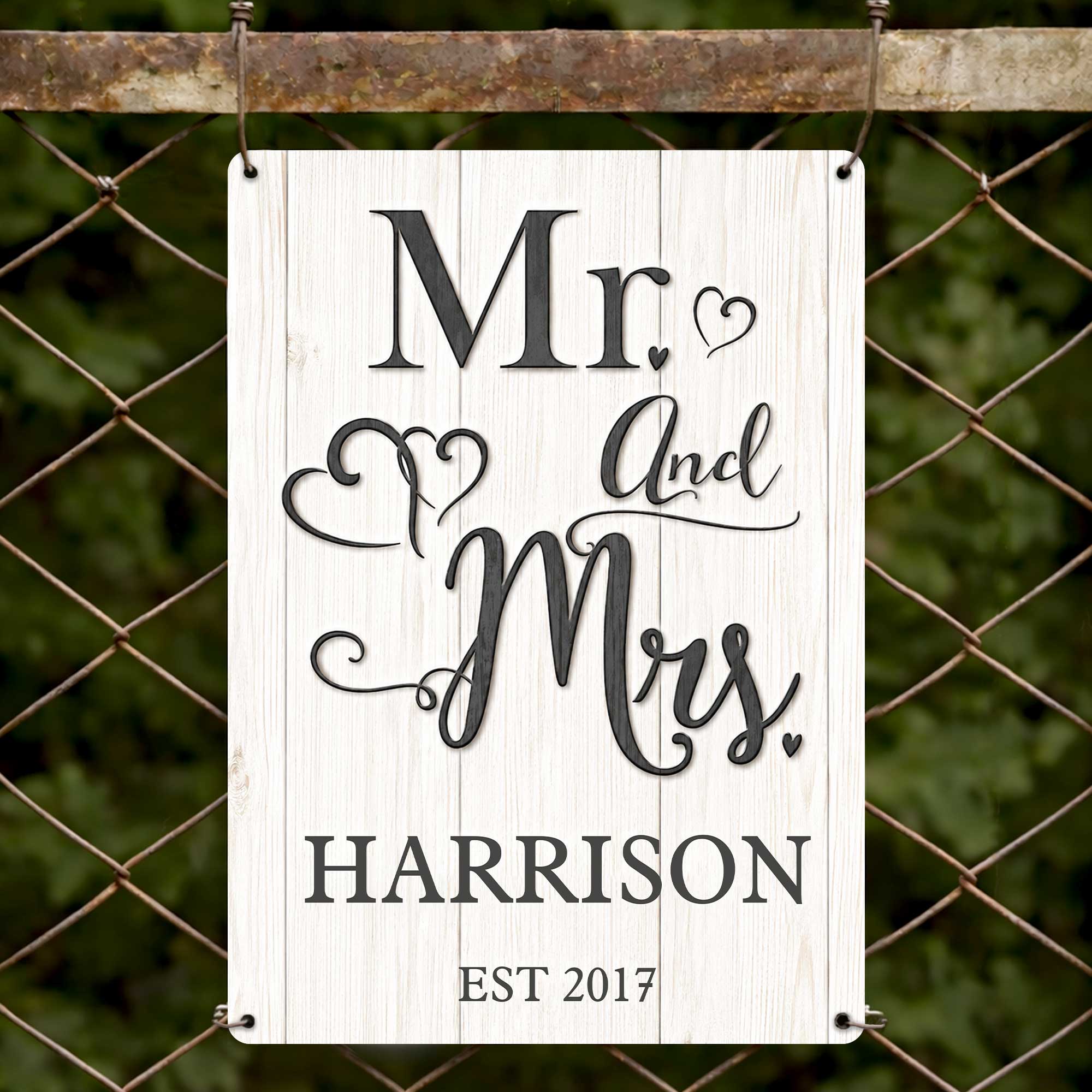 Personalized Metal Sign Custom Name Heart Design Gift for Couple