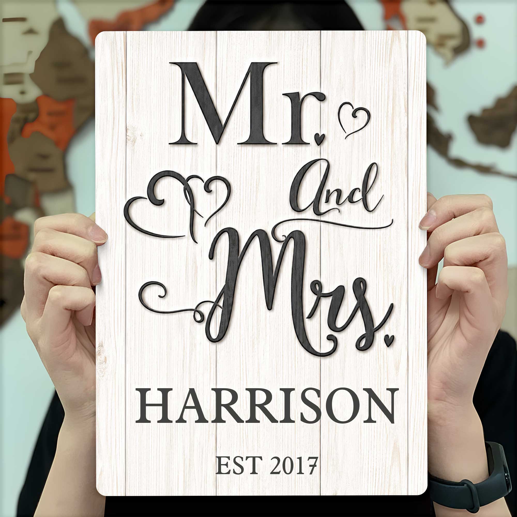 Personalized Metal Sign Custom Name Heart Design Gift for Couple