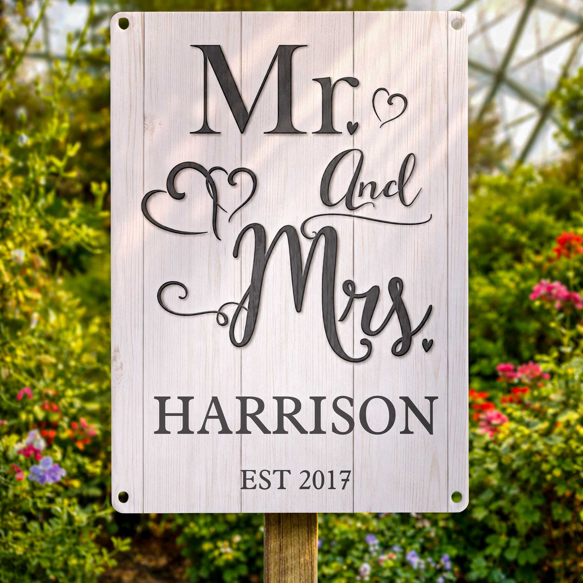 Personalized Metal Sign Custom Name Heart Design Gift for Couple