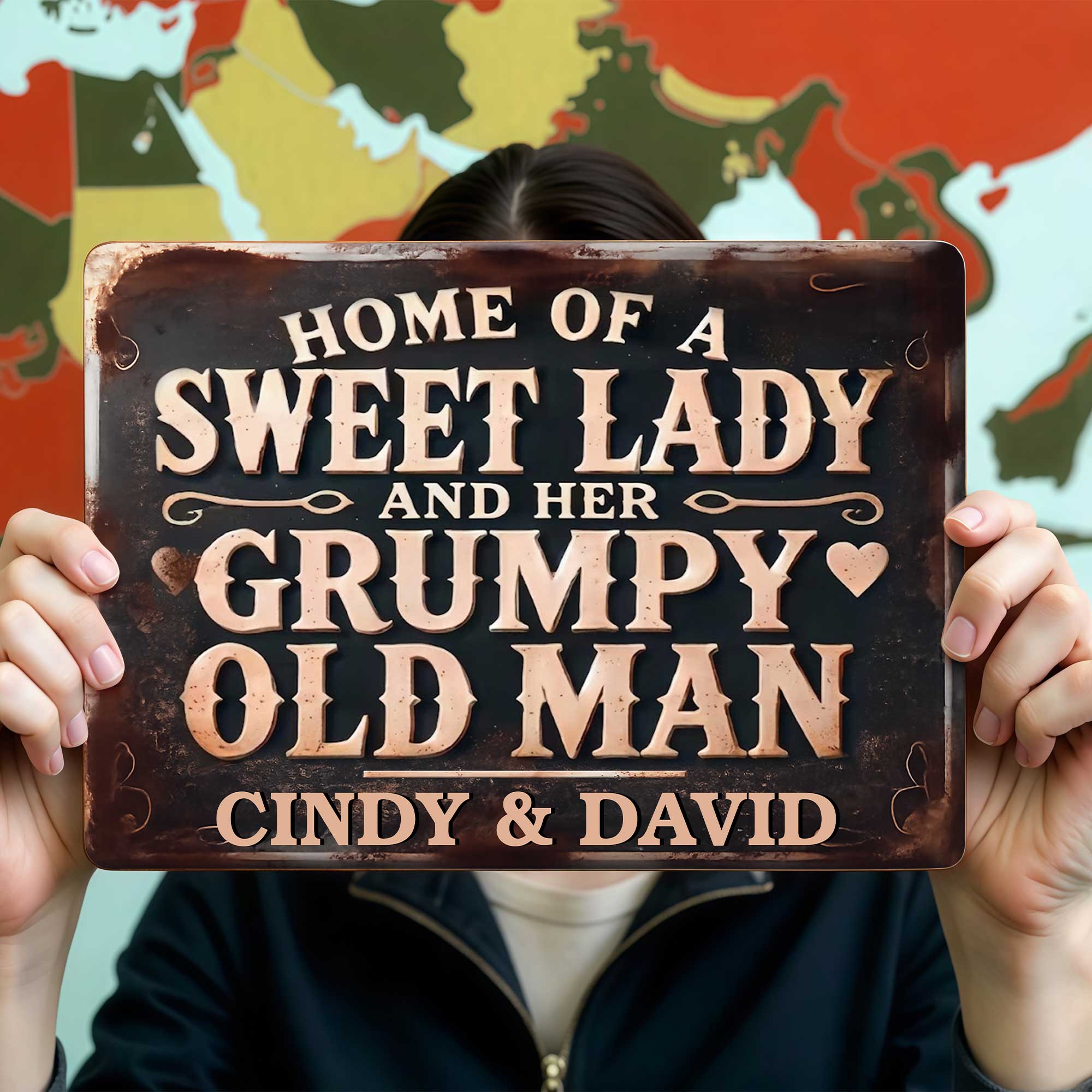 Personalized Metal Sign Home Decor Custom Name Gift for Couples