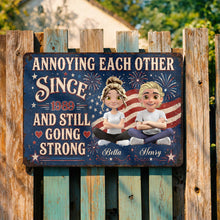 Load image into Gallery viewer, Personalized Metal Sign Custom Name Couple Gift American Flag

