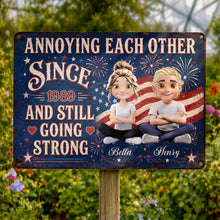 Load image into Gallery viewer, Personalized Metal Sign Custom Name Couple Gift American Flag
