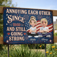 Load image into Gallery viewer, Personalized Metal Sign Custom Name Couple Gift American Flag
