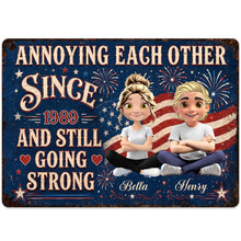 Load image into Gallery viewer, Personalized Metal Sign Custom Name Couple Gift American Flag
