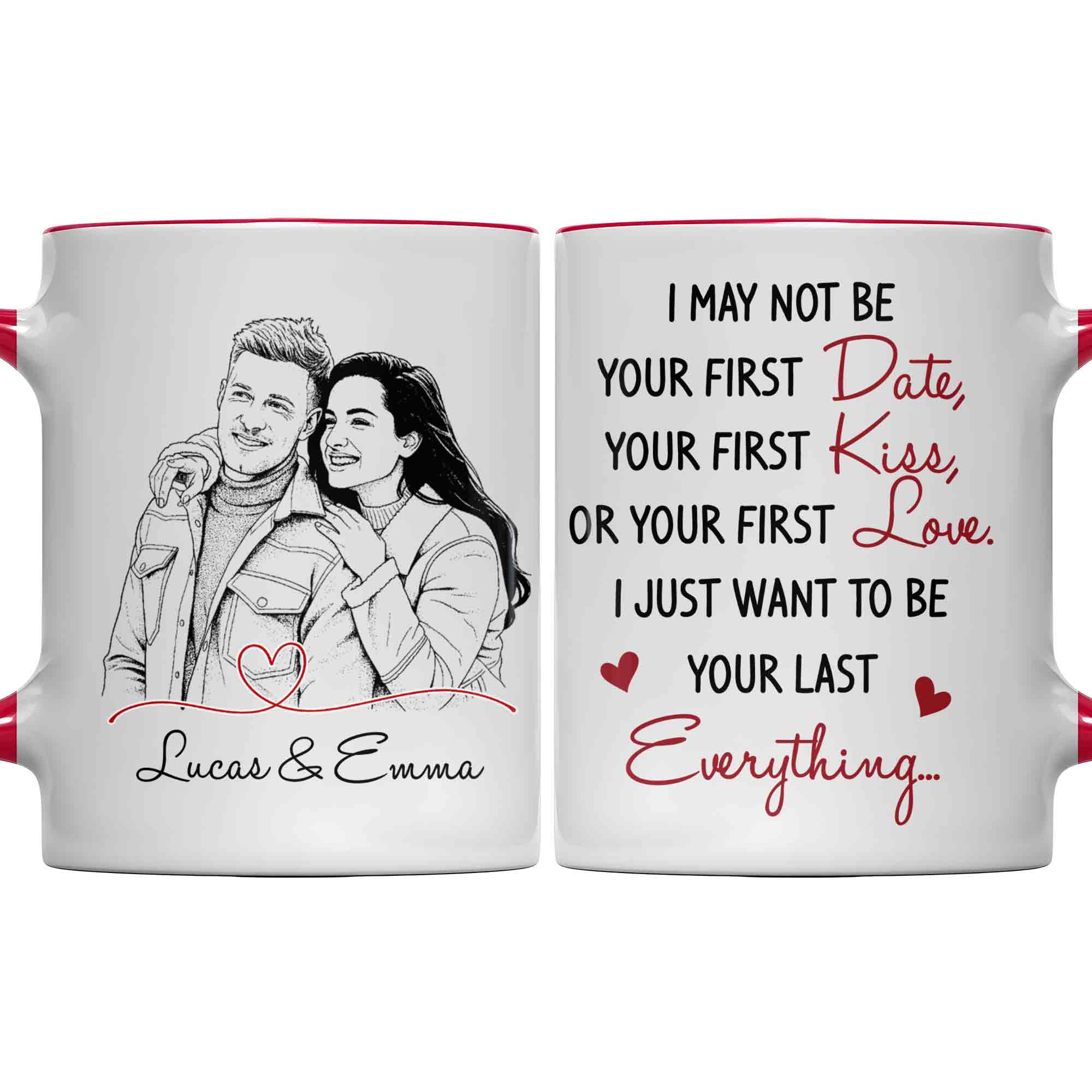 Personalized Couple Sketch Accent Mug Custom Love Story Gift